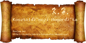 Kosztolánczi Honoráta névjegykártya